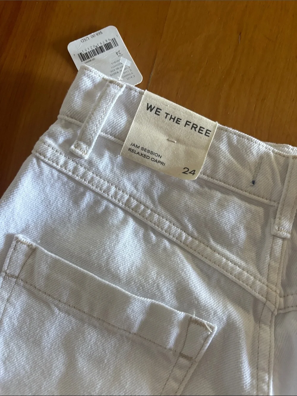 Long White Denim Cut-Off Bermuda Shorts
